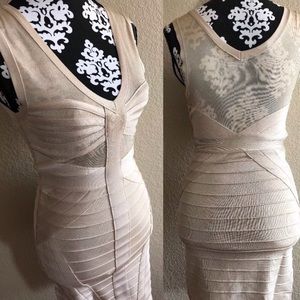 Bebe beige bandage dress M